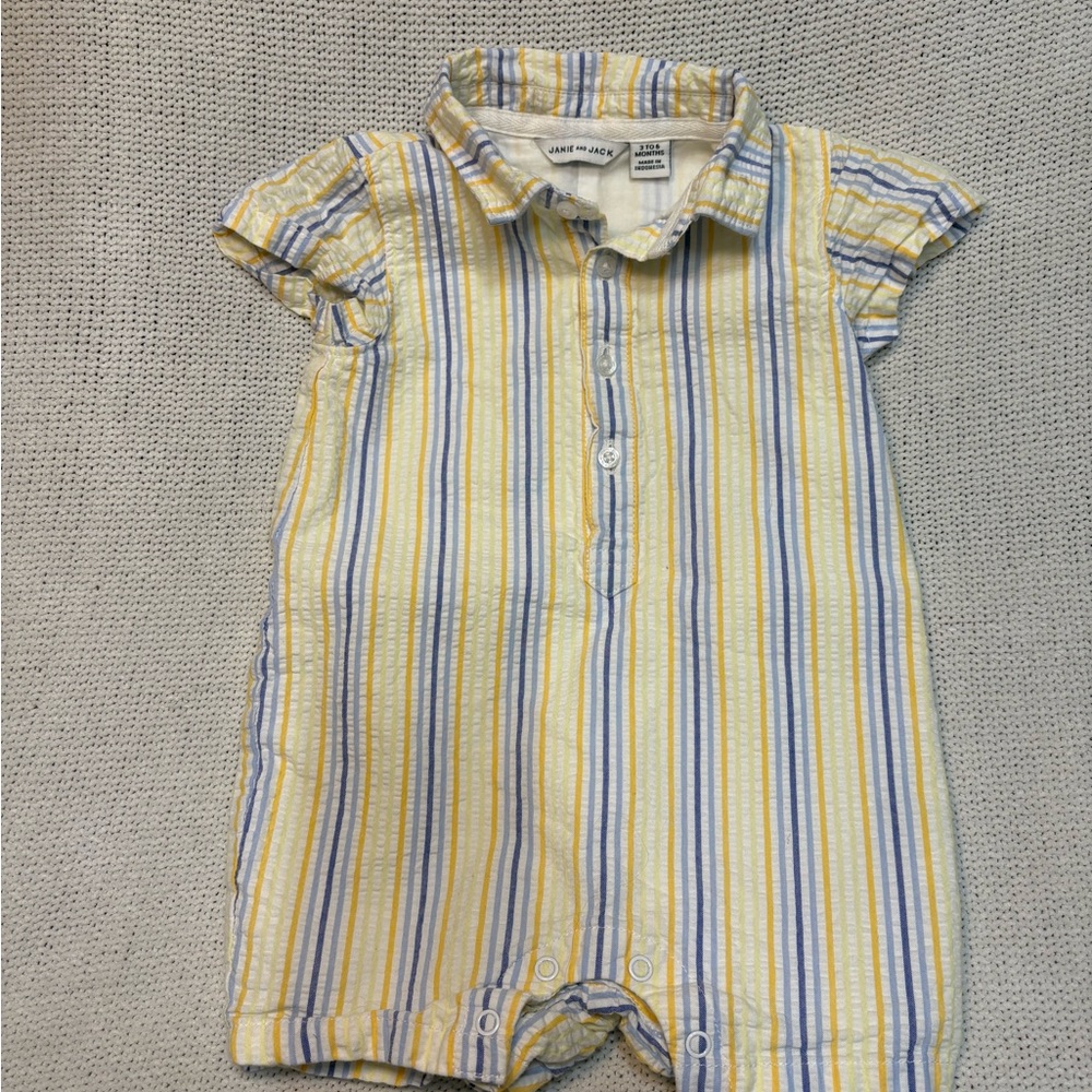 Janie and Jack Yellow and Blue Striped Bodysuit